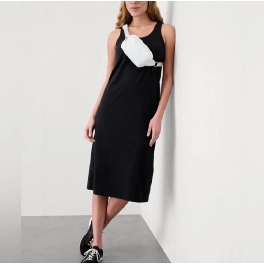 Athleta Black Essential Supima Cotton Midi Scoop Tank Dress Size Small